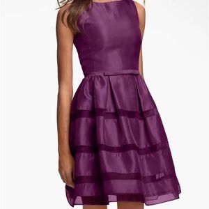 TAYLOR Tonal Stripe Fit & Flare Dress (Fuchsia)